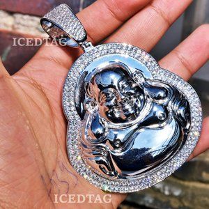 Wh./ Gold Plated Jumbo XL Laughing Buddha Pendant